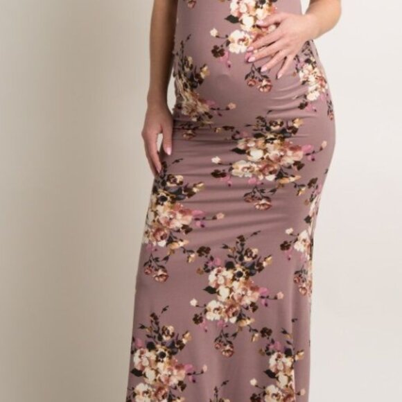 PinkBlush Mauve Floral Maternity Size Small Maxi Dress - Picture 2 of 8